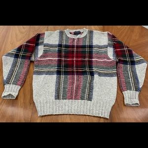 Faconnable RARE Plaid 100% Wool Sweater